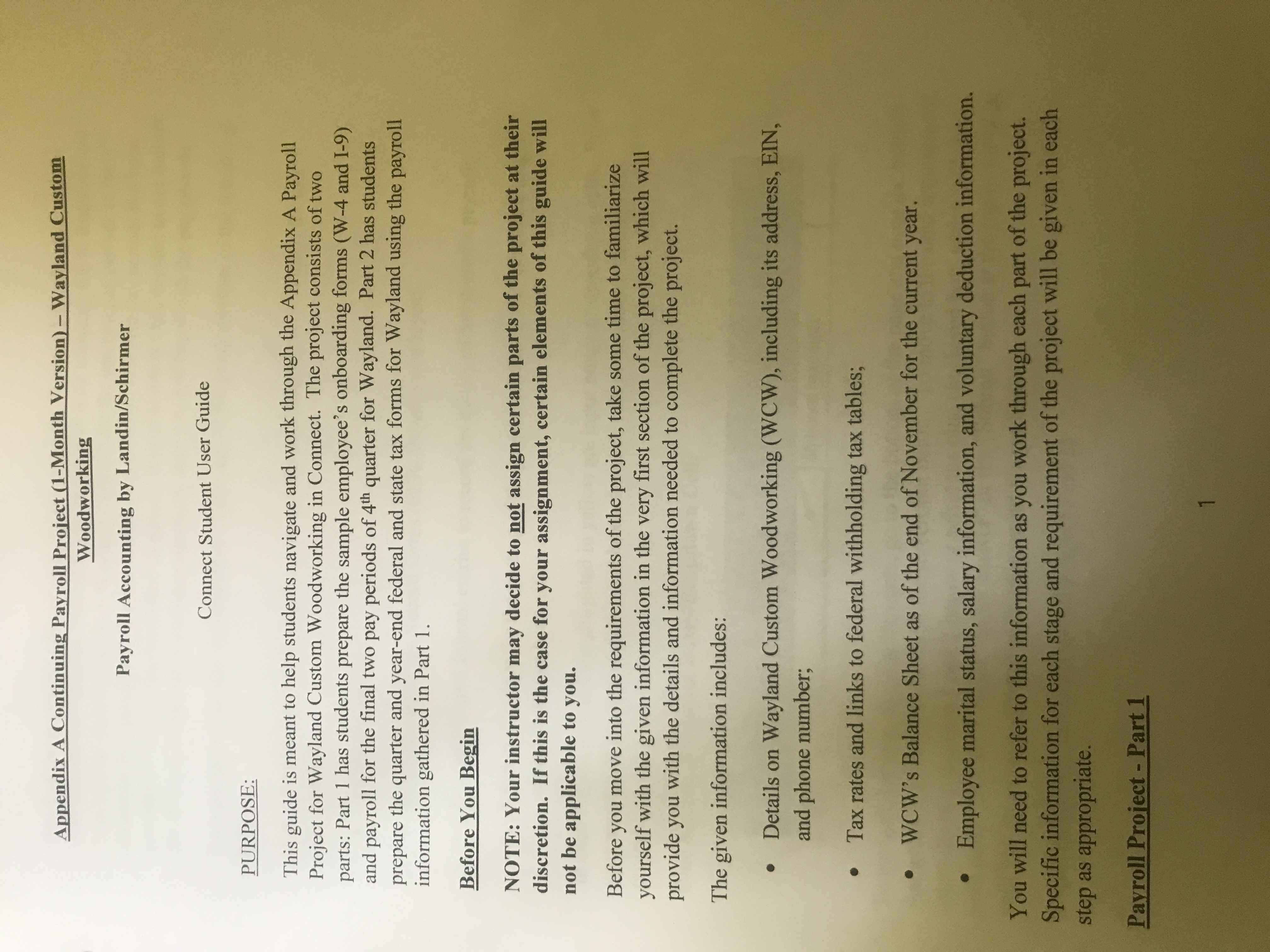 Appendix A Continuing Payroll Project (1-Month