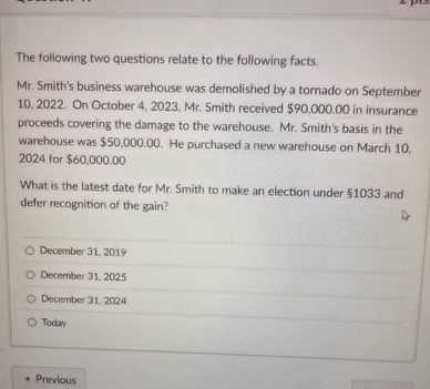 The following two questions relate to the