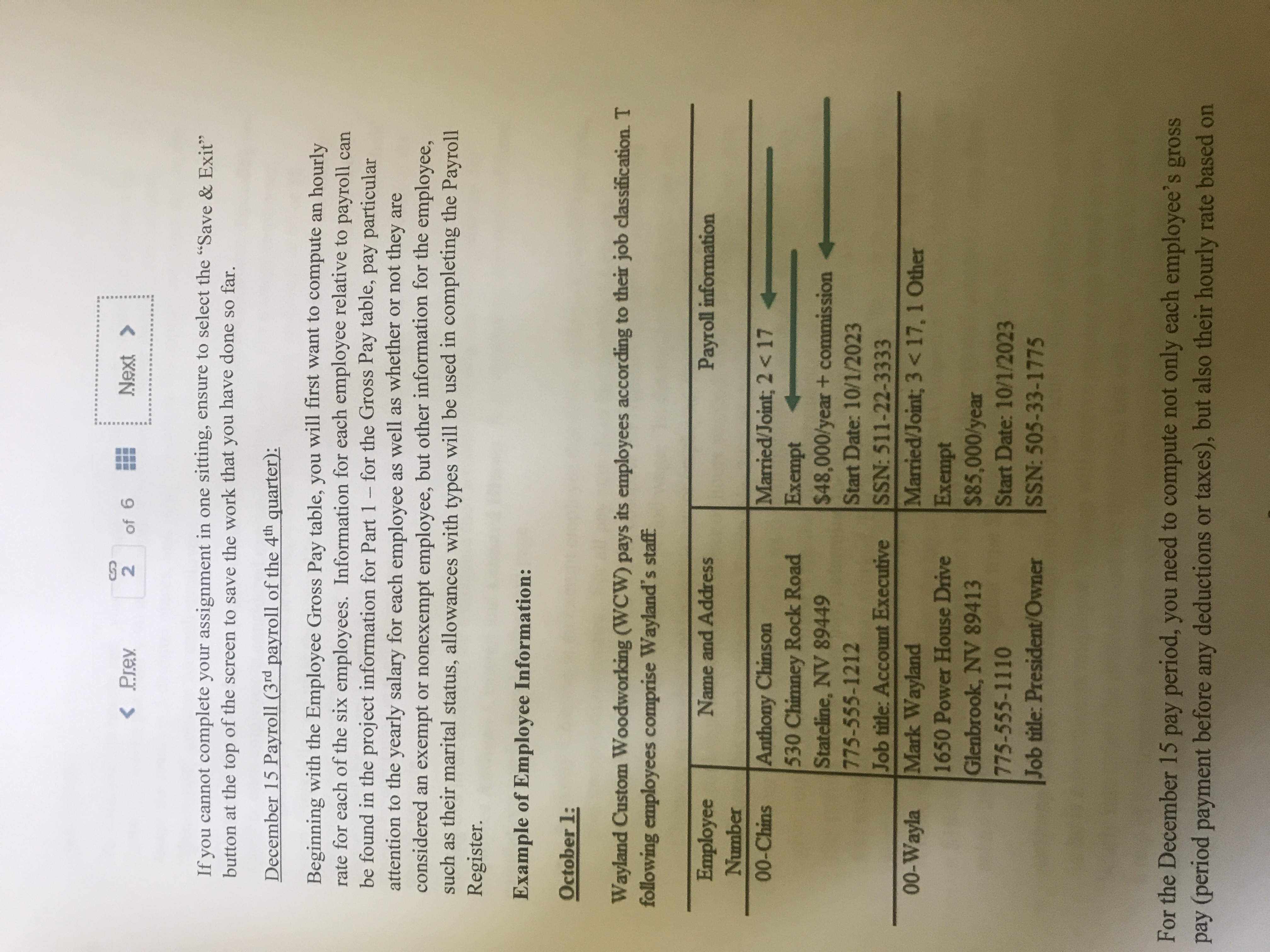 Appendix A Continuing Payroll Project (1-Month