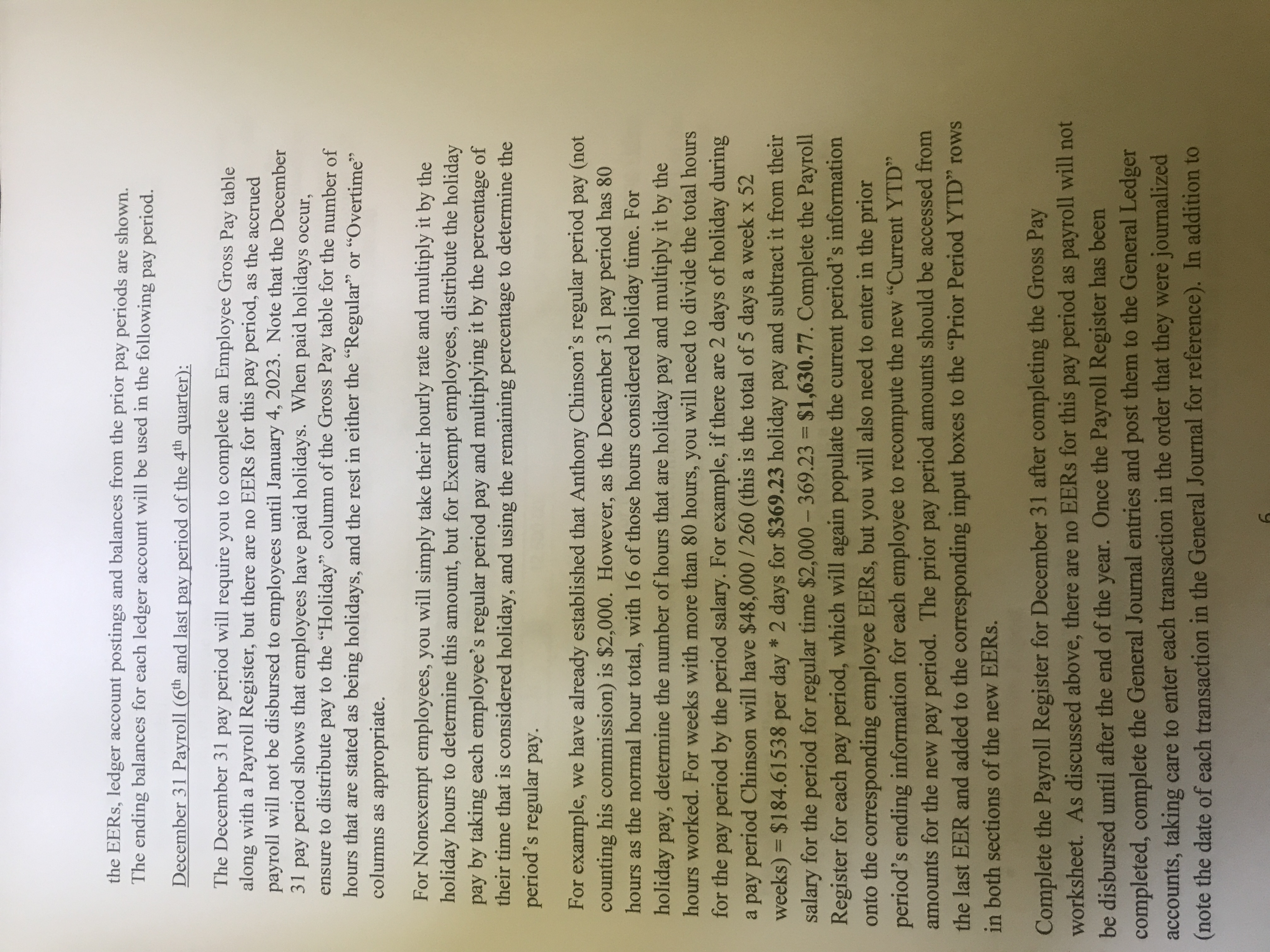 Appendix A Continuing Payroll Project (1-Month