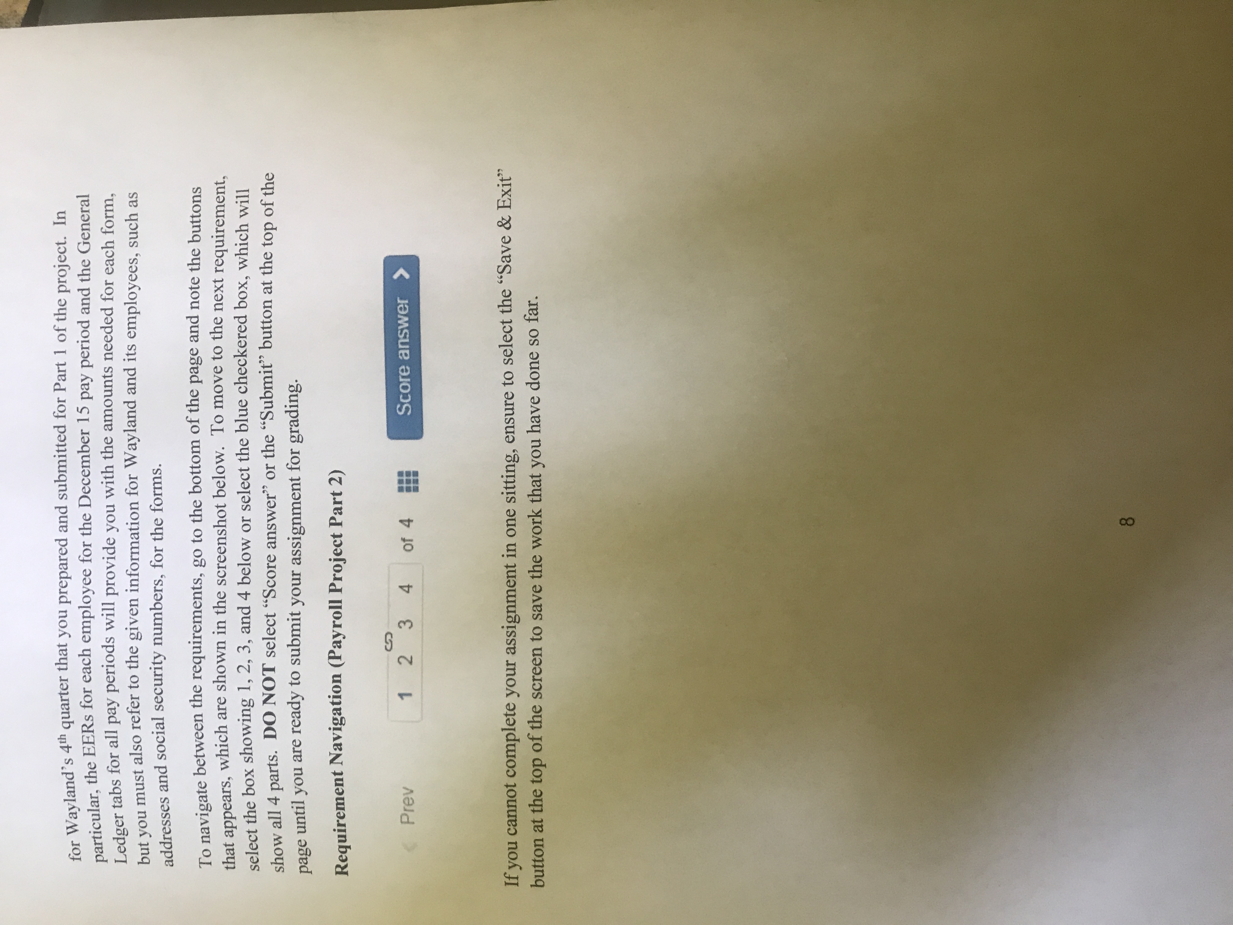 Appendix A Continuing Payroll Project (1-Month