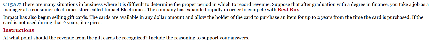 CT 5 A . 7 There are many situations in business