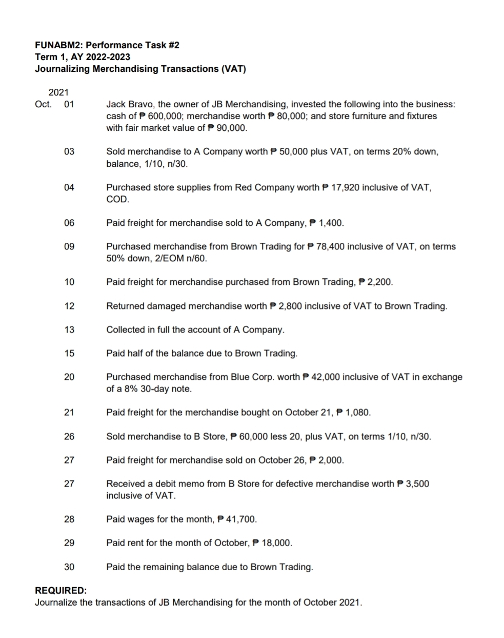 \fFU NABMZ: Performance Task #2 Term 1, AV