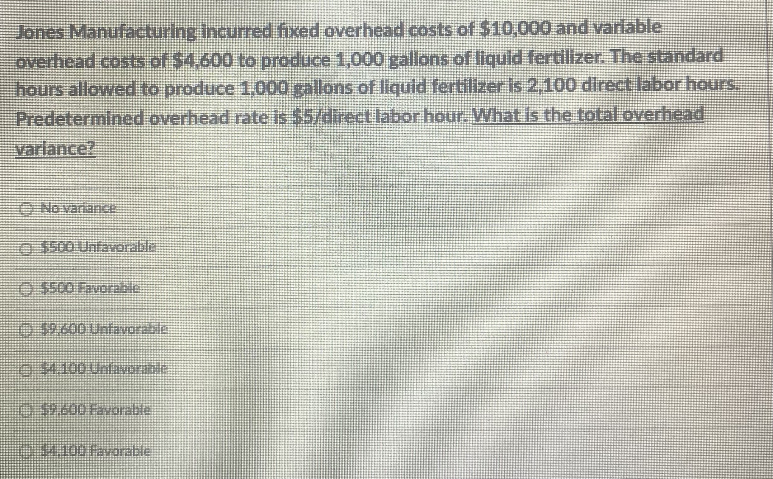 Jones Manufacturing incurred fixed overhead costs