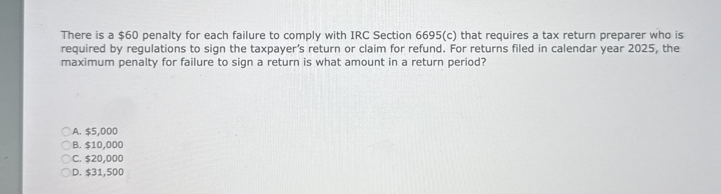 There is a $ 6 0 penalty for each failure to