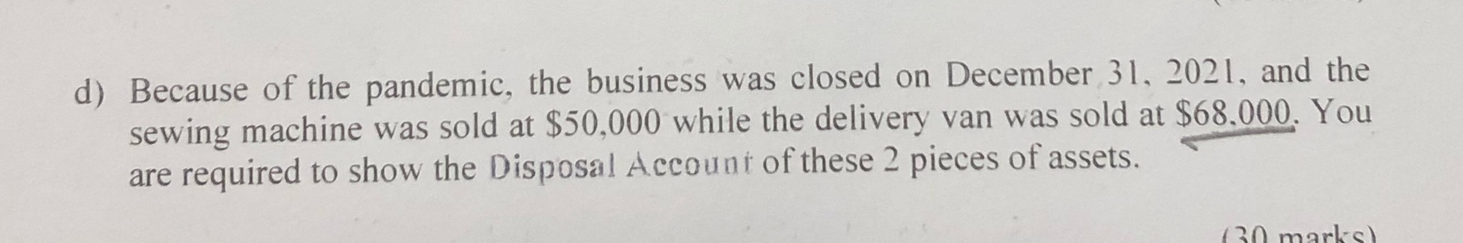 d) Because of the pandemic, the business was