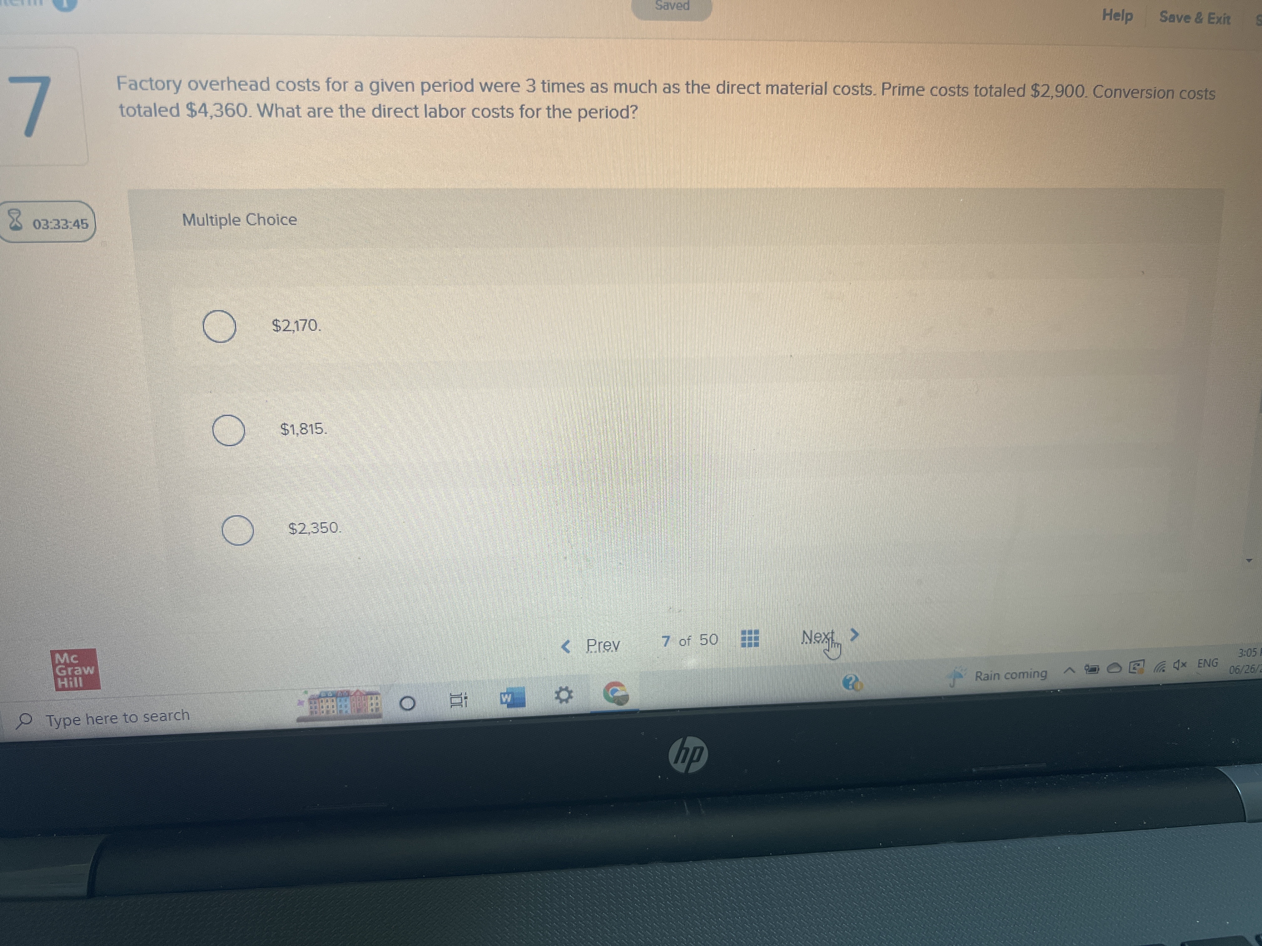 Saved Help Save & Exit 7 Factory overhead costs