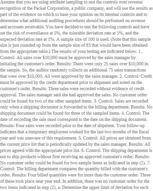 Assume that you are using attribute sampling to