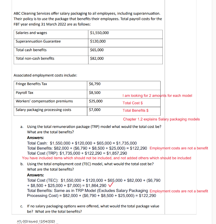 ABC Cleaning Services offer salary packaging to