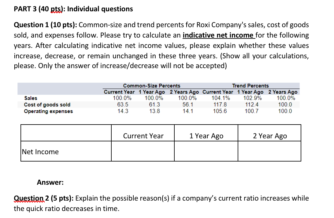 PART 3 ( 4 0 pts ) : Individual questions