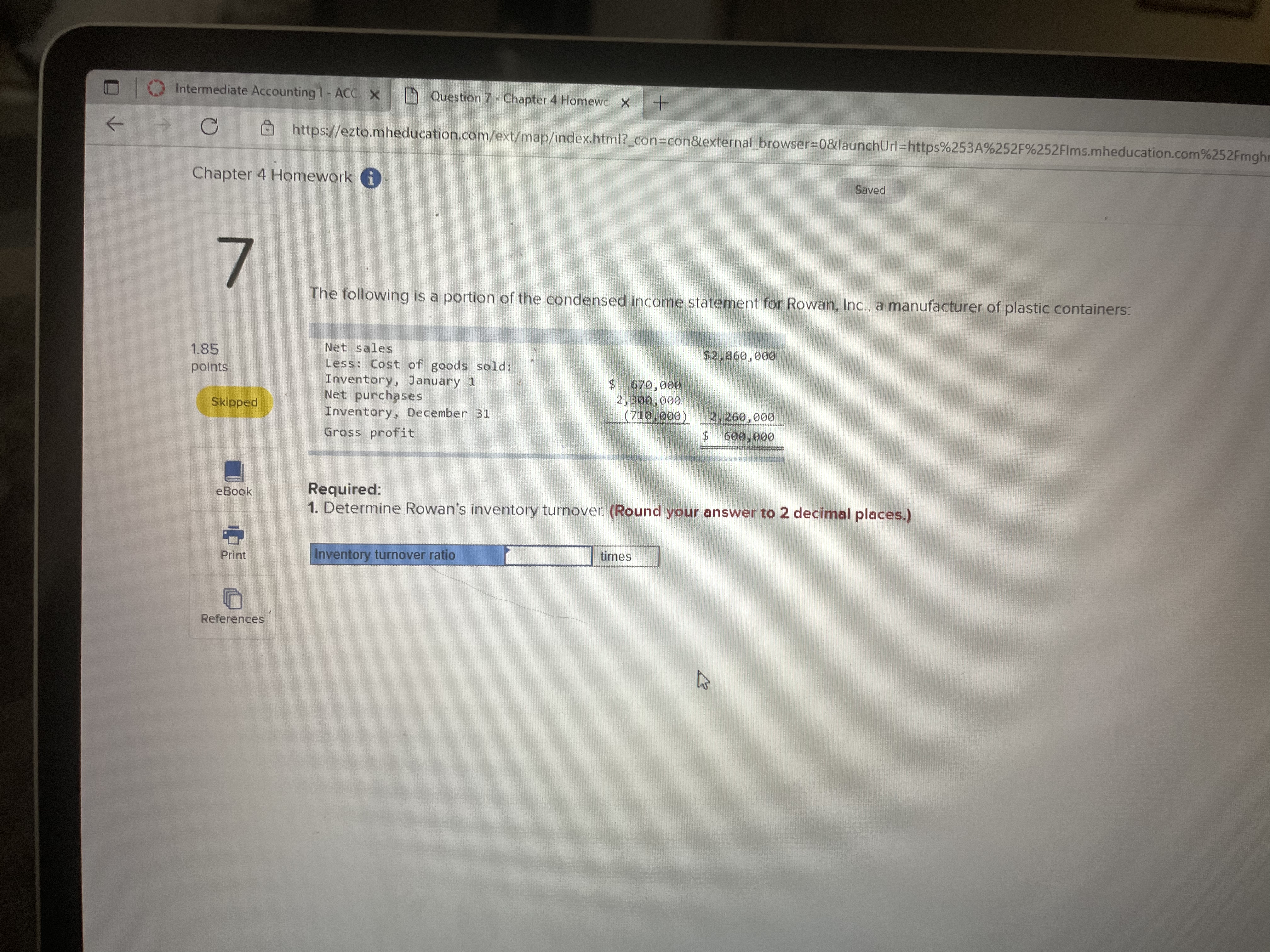 > Intermediate Accounting 1 - ACC X Question 7 -