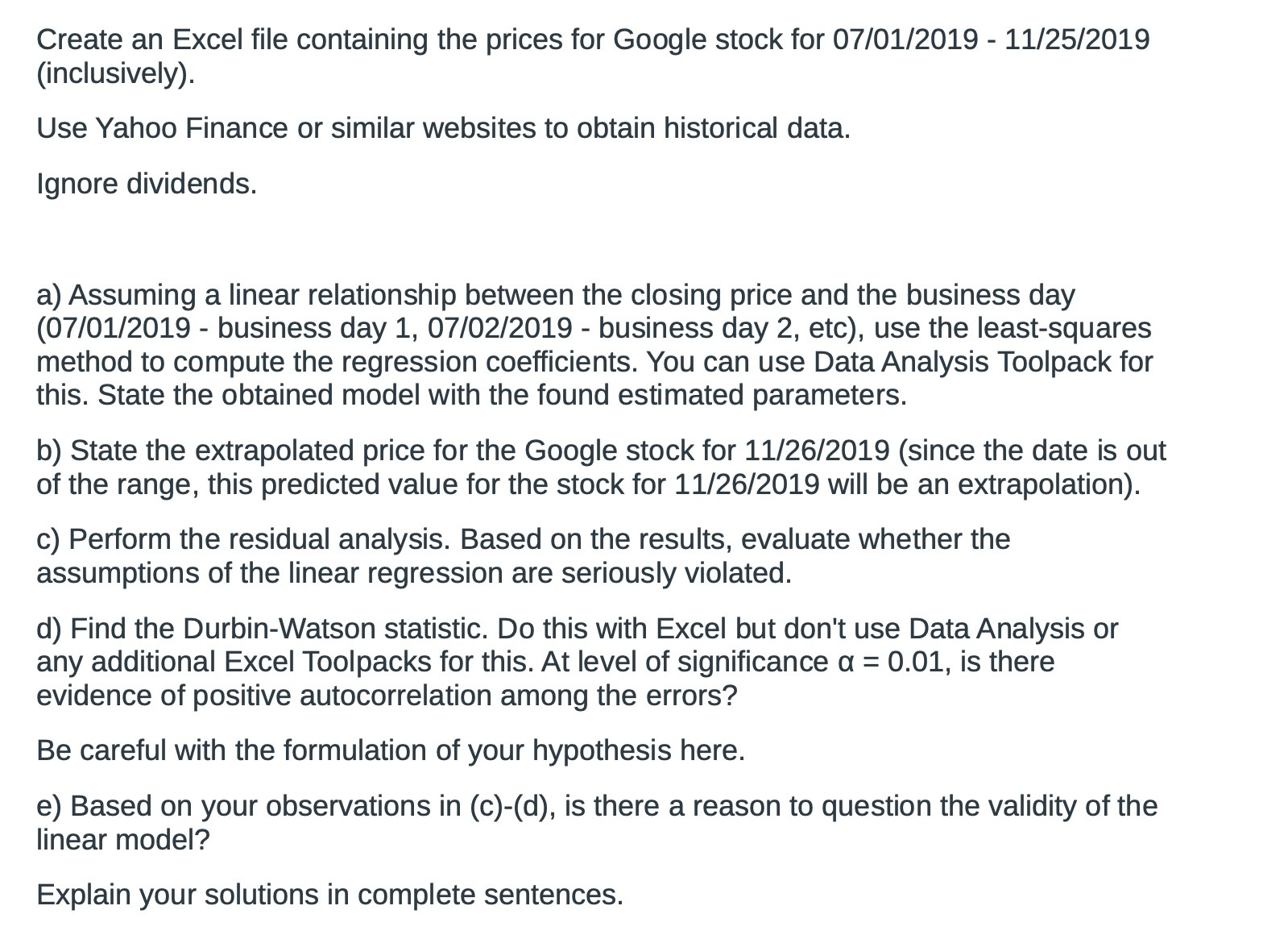 Create an Excel file containing the prices for