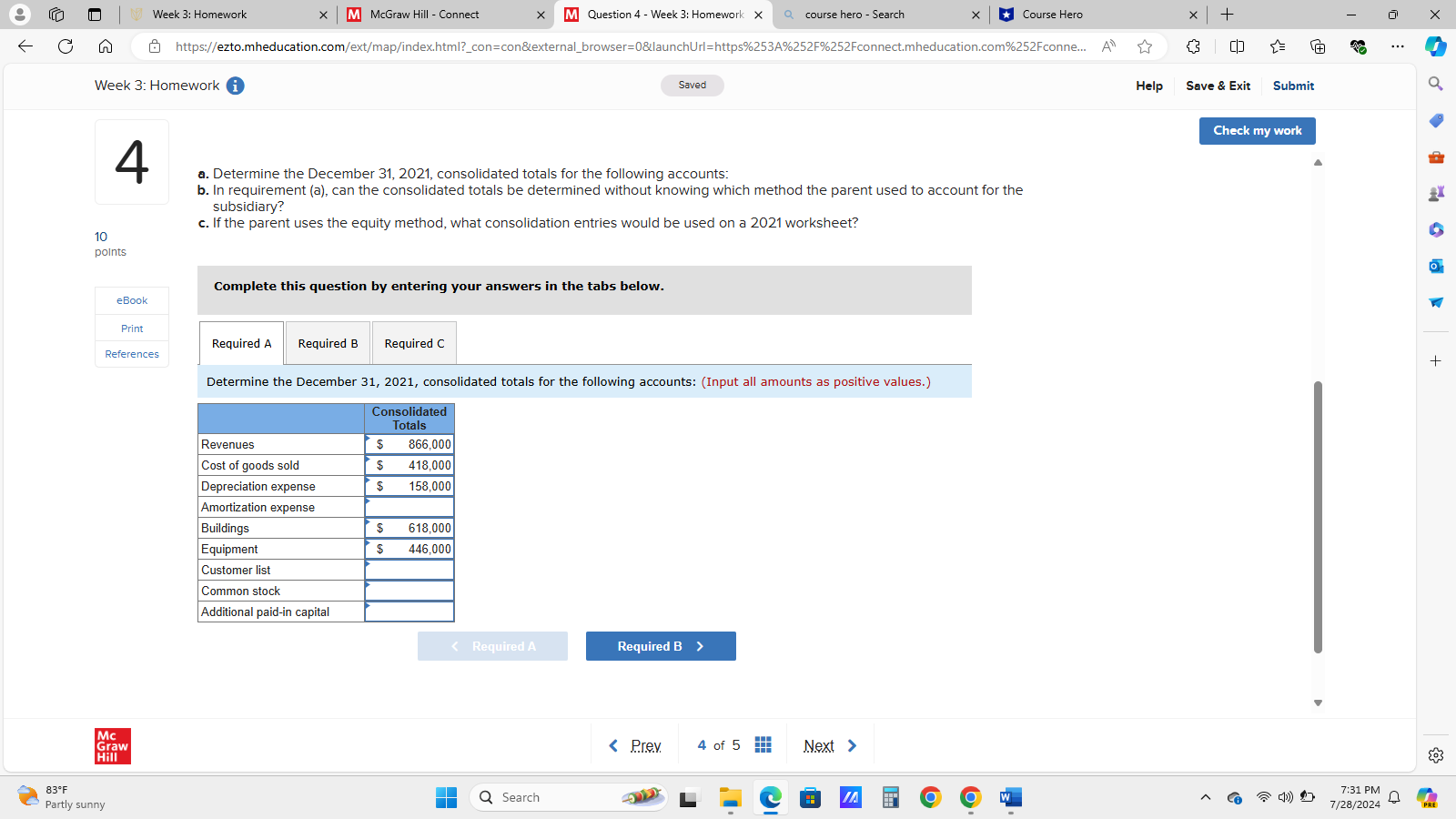 Week 3: Homework x M McGraw Hill - Connect X M