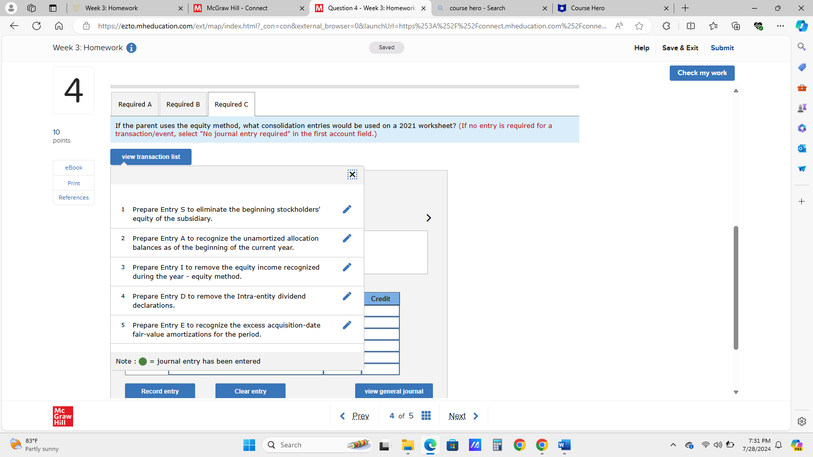 Week 3: Homework x M McGraw Hill - Connect X M