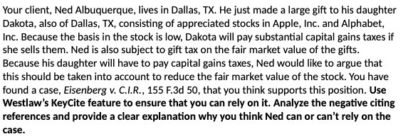 Your client, Ned Albuquerque, lives in Dallas,