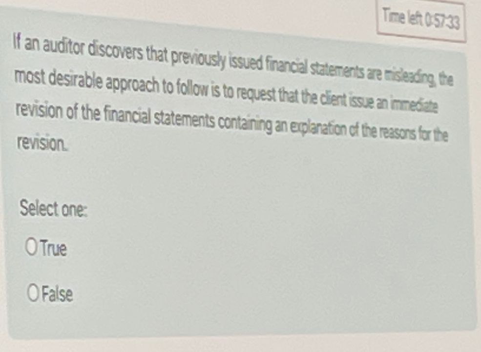 Tre etet 0 . 5 7 3 If an auditor discovers that
