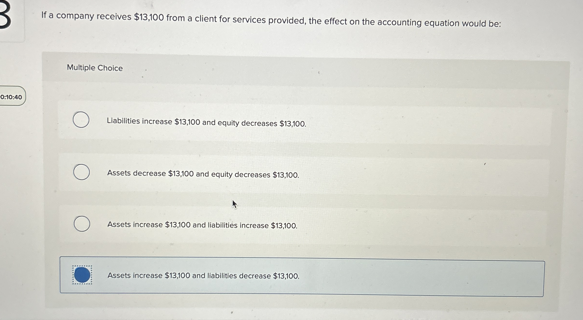 If a company receives $ 1 3 , 1 0 0 from a client