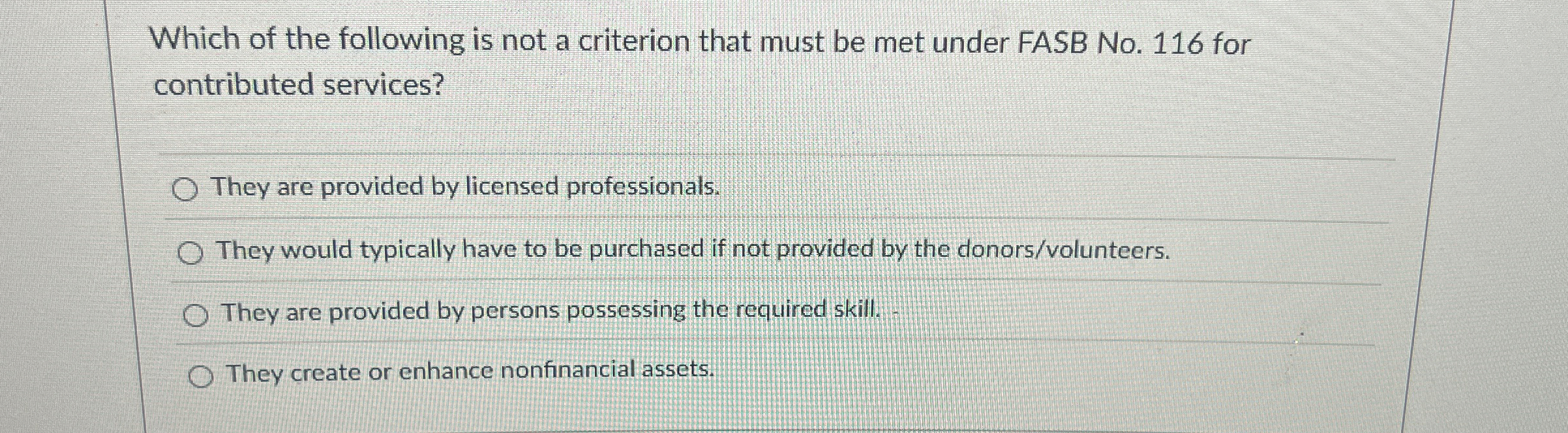 Which of the following is not a criterion that