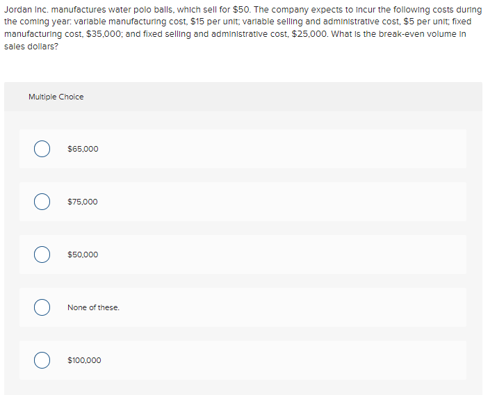 Jordan Inc. manufactures water polo balls, which