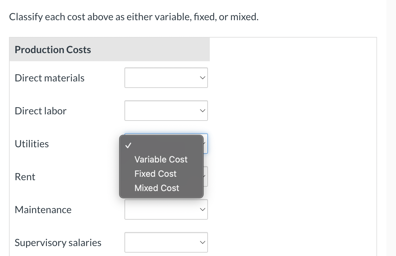please explain how to tell if its fixed cost,