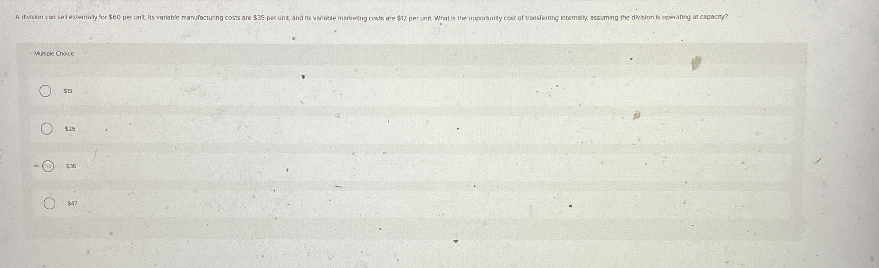 A division can sell externally for $ 6 0 per unit