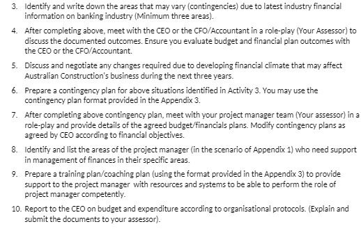 3. Identify and write down the areas that may