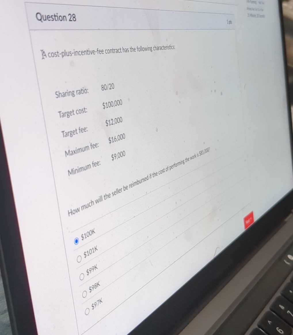 Question 2 8 A cost - plus - incentive - fee