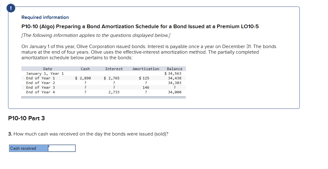 Required information P10-10 (Algo) Preparing a