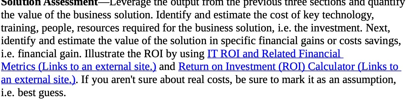 Solution Assessment-Leverage the output from the