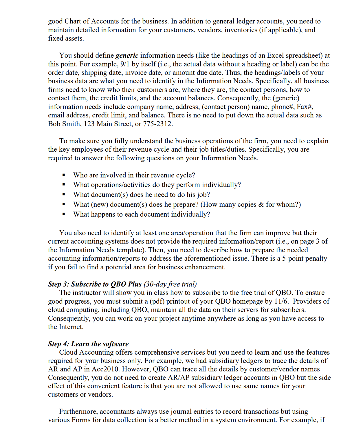 Instructions for QBO Project (Note: QBO changes