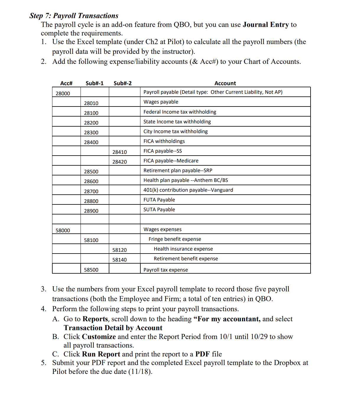 Instructions for QBO Project (Note: QBO changes