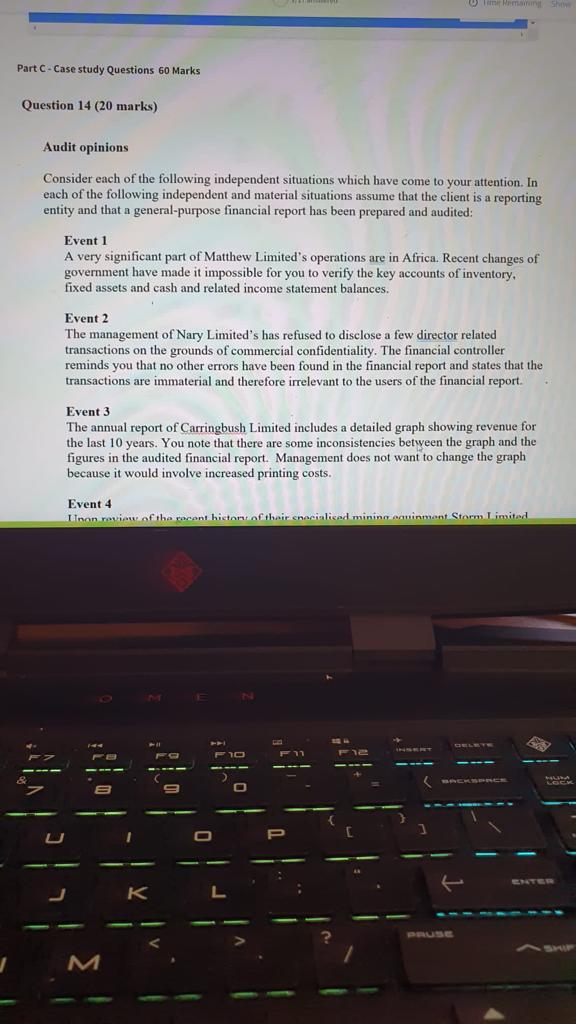 Part C - Case study Questions 60 Marks Question