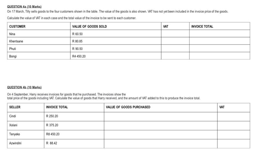 QUESTION 4 a ( 1 0 Marks ) On 1 7 March, Tilly