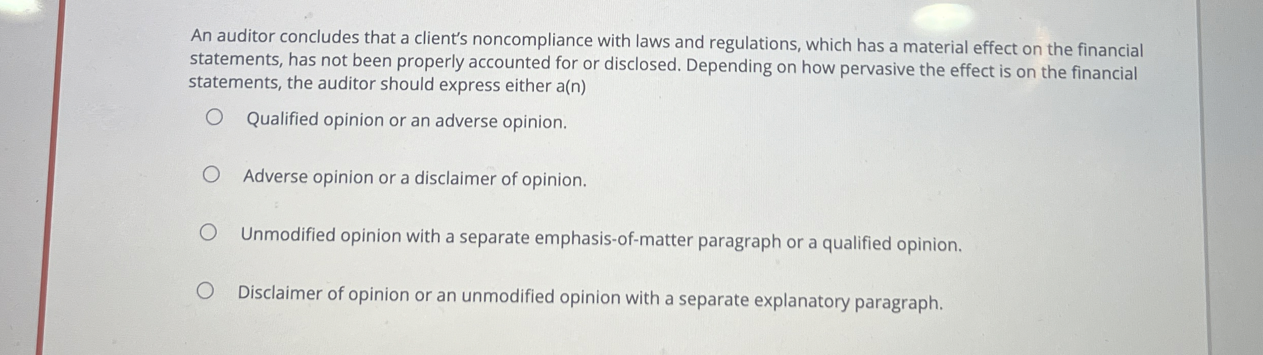 An auditor concludes that a client's
