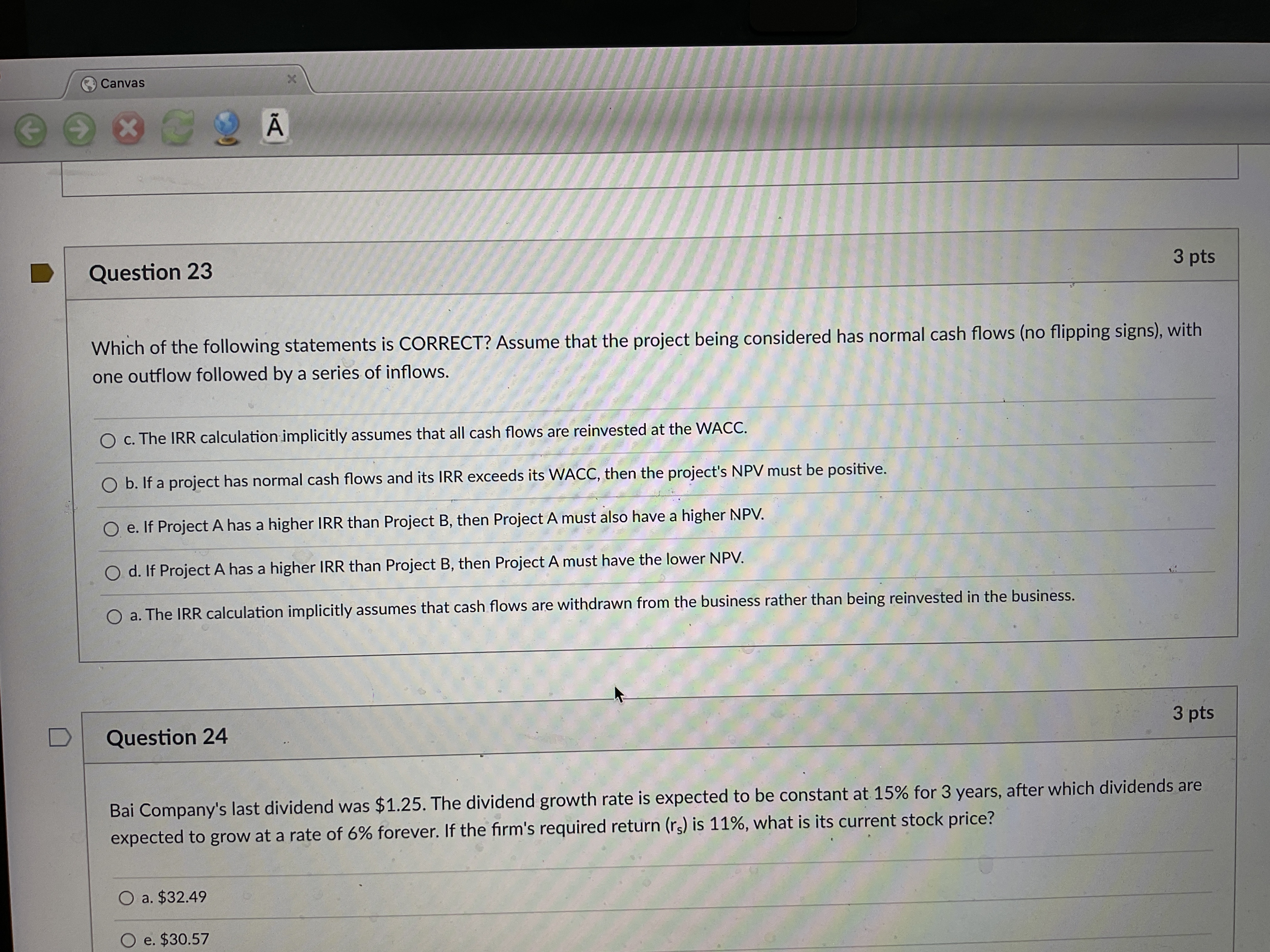 Canvas x XC2 A Question 23 3 pts Which of the