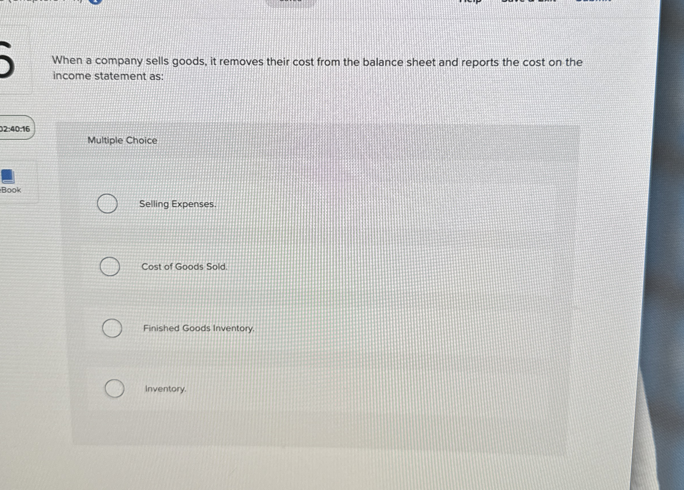 When a company sells goods, it removes their cost