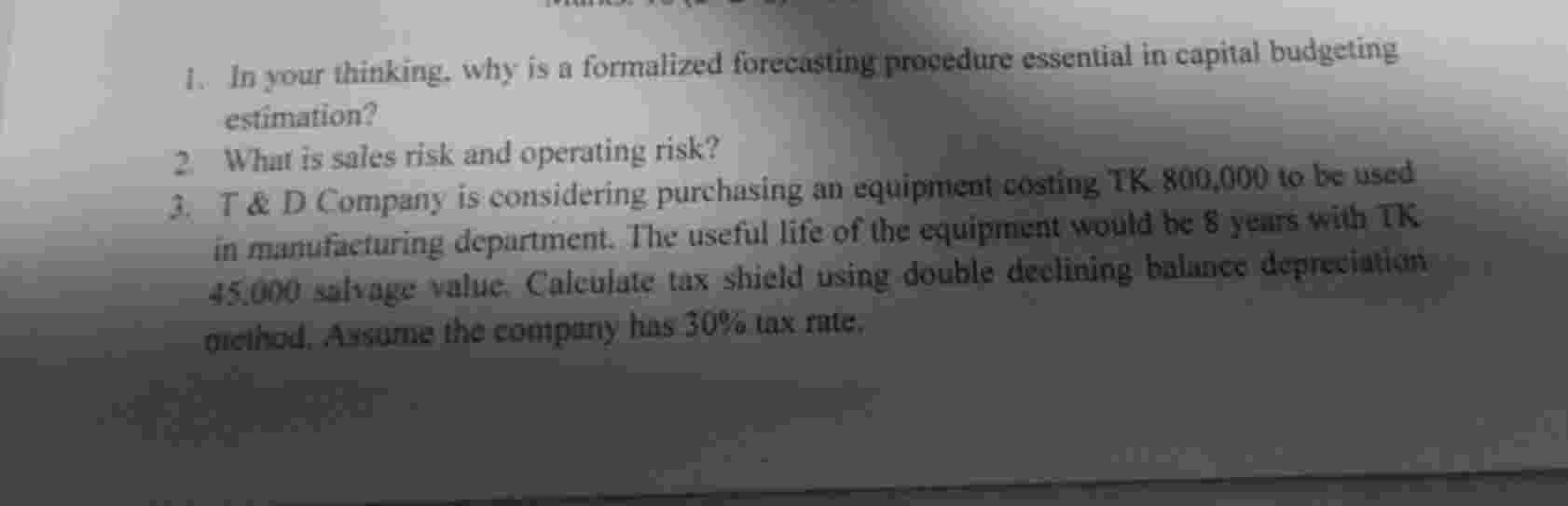 3 . T \ & D Company is considering purchasing an