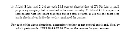 :) A Ltd, B Ltd, and C Lid are each 33.3 percent