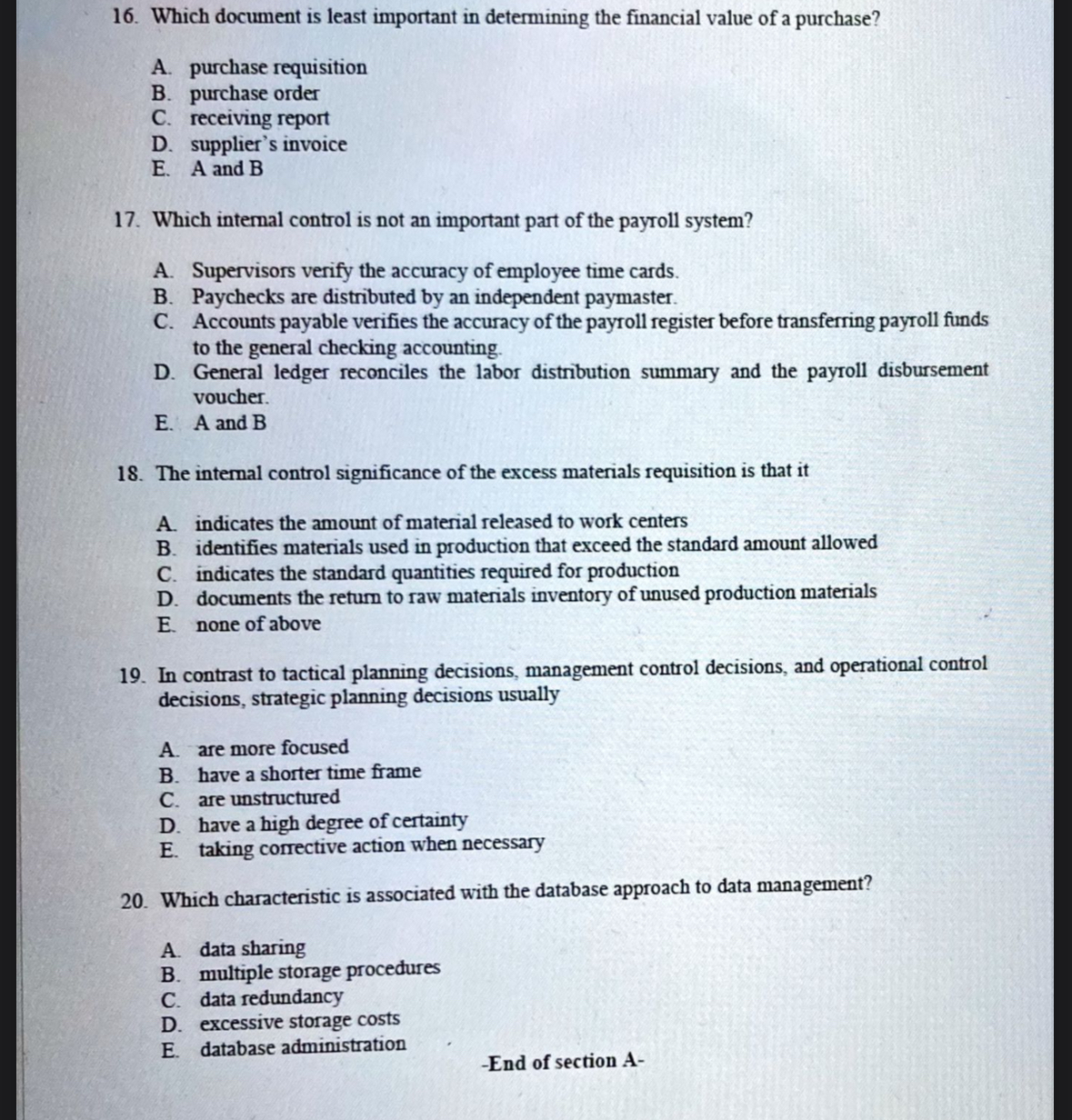 Which document is least important in determining