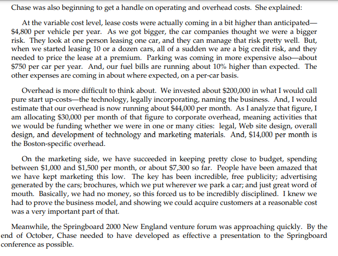 IDENTIFY Zipcar fixed costs and variable costs?