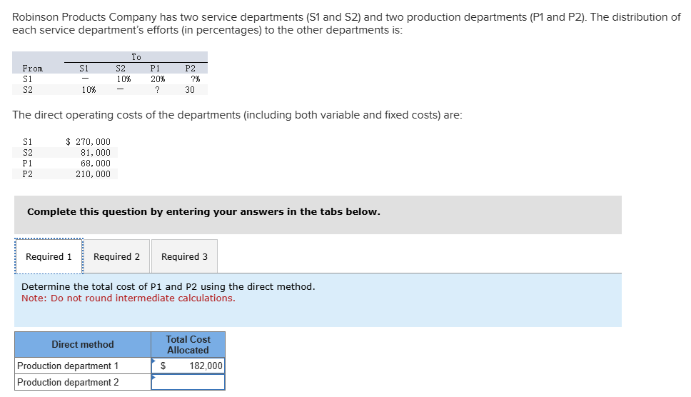 Robinson Products Company has two service