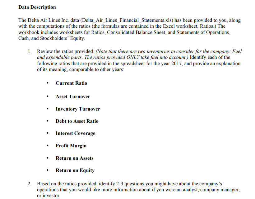 Data Description The Delta Air Lines Inc. data