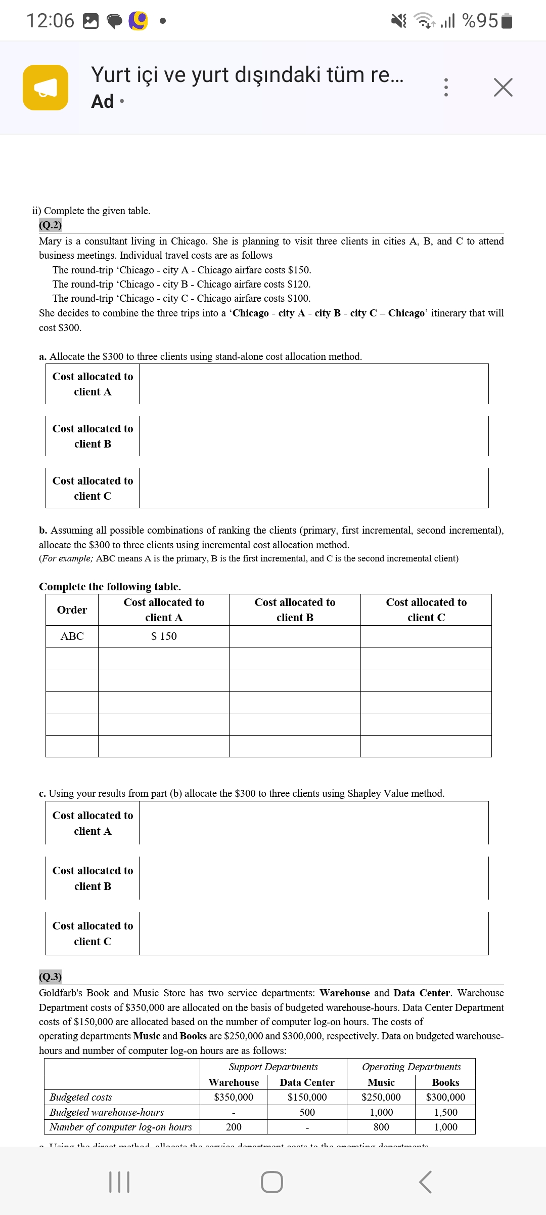 The round - trip 'Chicago - city B - Chicago