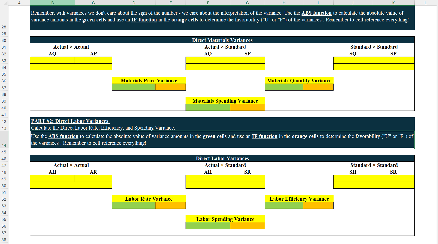 Need help completing using Cell referencing, ABS