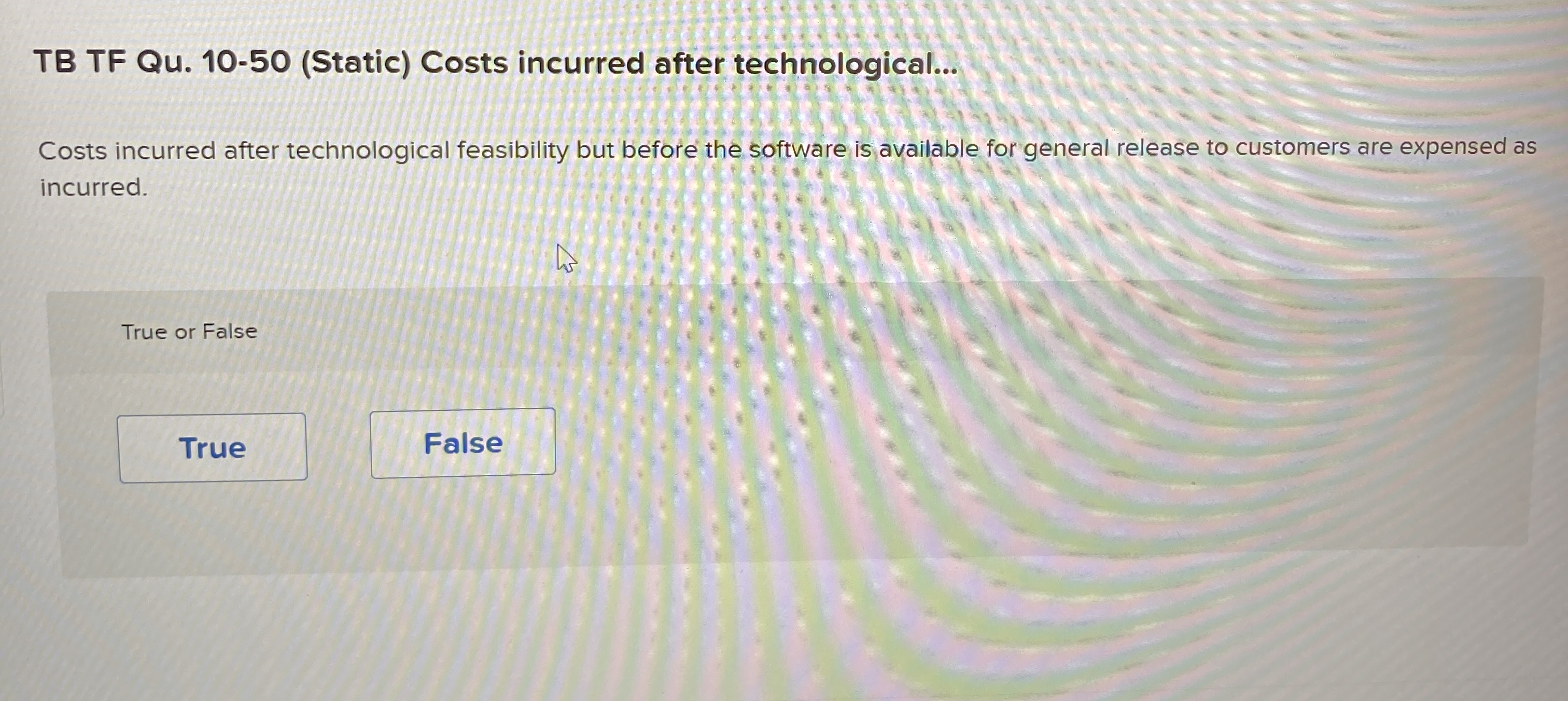 TB TF Qu . 1 0 - 5 0 ( Static ) Costs incurred