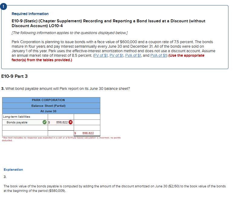 Required Information E10-9 (Static) (Chapter