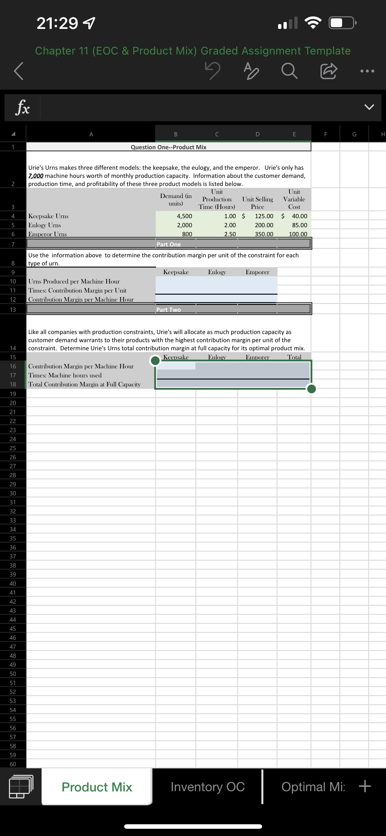 21:29 4 Chapter 11 (EOC & Product Mix) Graded