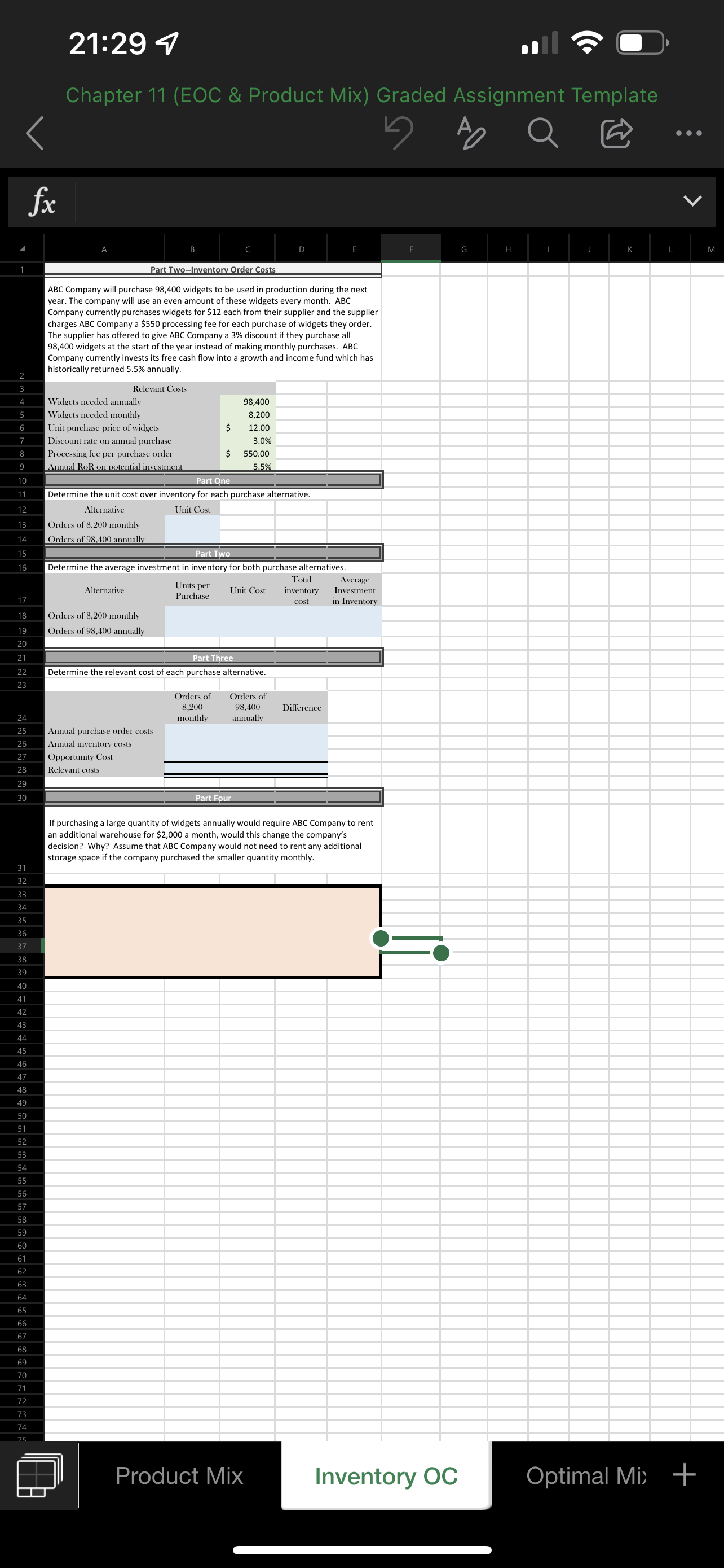 21:29 4 Chapter 11 (EOC & Product Mix) Graded