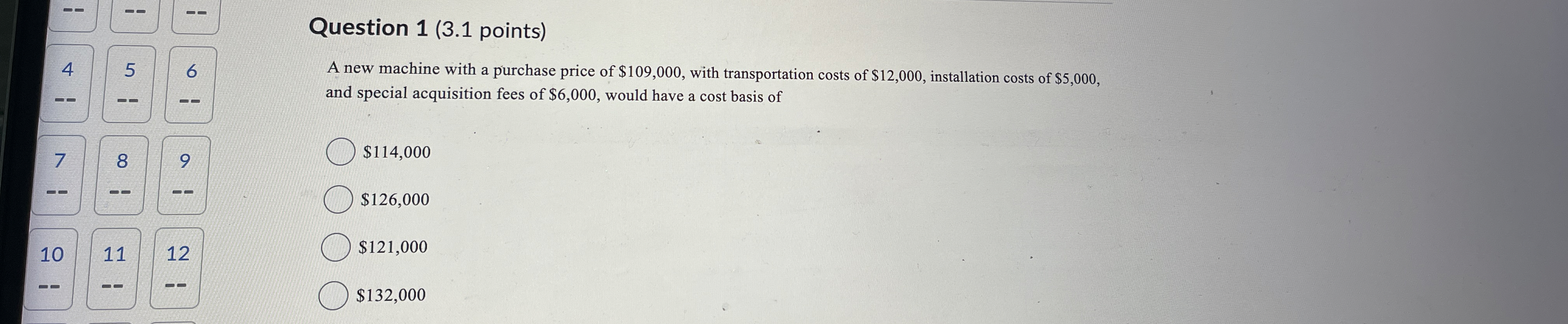 Question 1 ( 3 . 1 points ) 4 5 6 A new machine