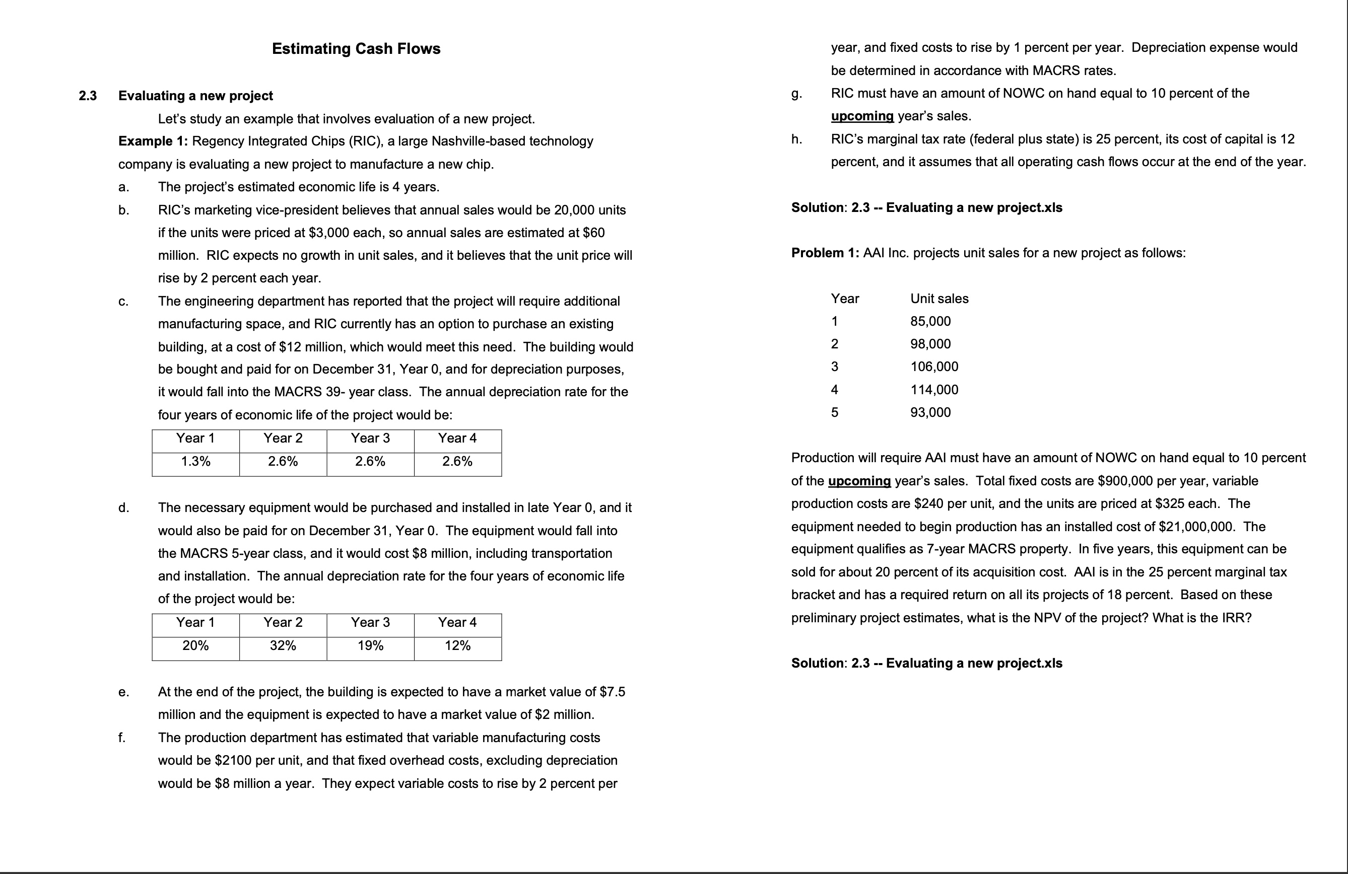 Problem 3 - Evaluating a Replacement Project Year